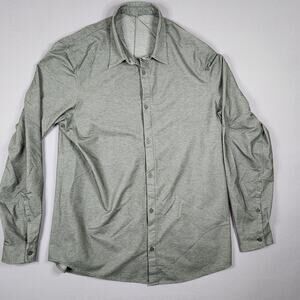 Lululemon XL Men's button up dress shirt gray heathered, underarm gussets